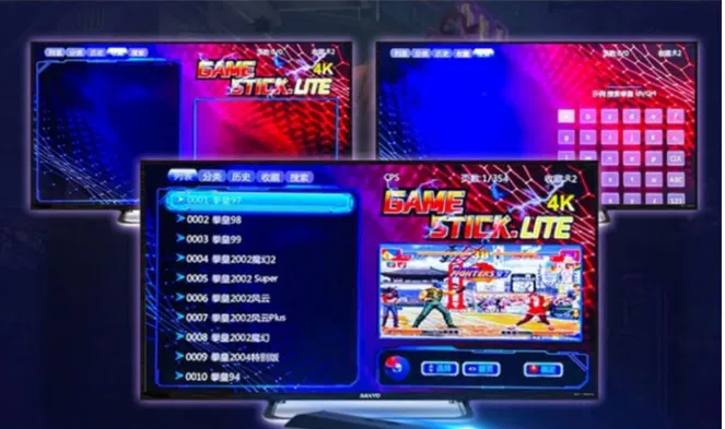 Interface de seleção de jogos do Game Stick na tela da TV
